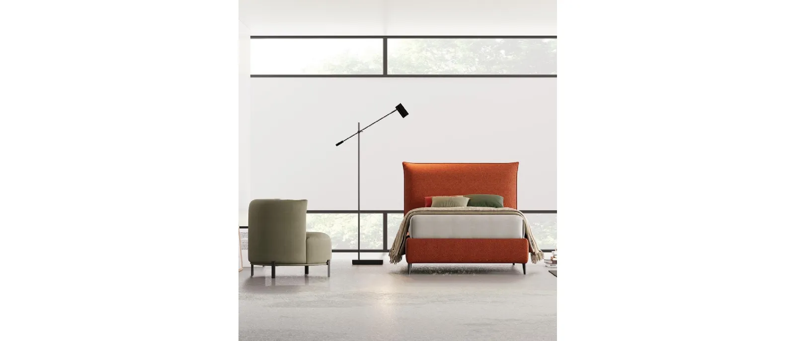 A double height headboard and a footboard with 4