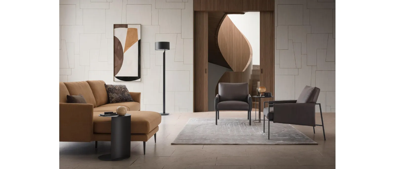 The Andy armchair is a piece of furniture that combines the warmth and comfort typical of classic leather seats with the