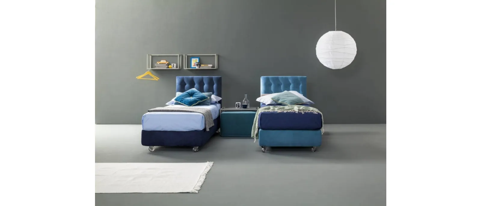 Single bed with padded fabric and quilted headboard Aster by Bside.