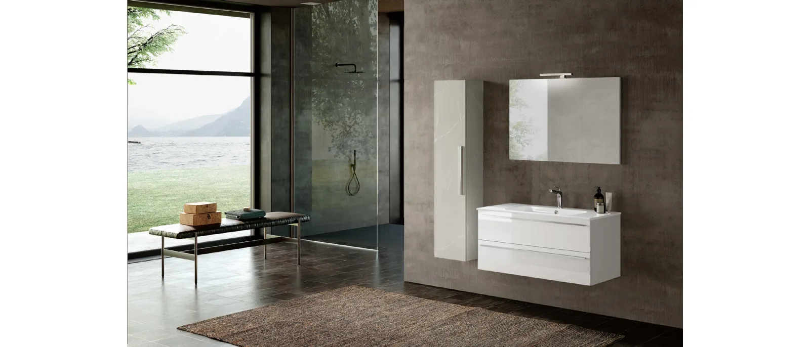 Wall-hung bathroom cabinet Block System Slim C40 by Baxar