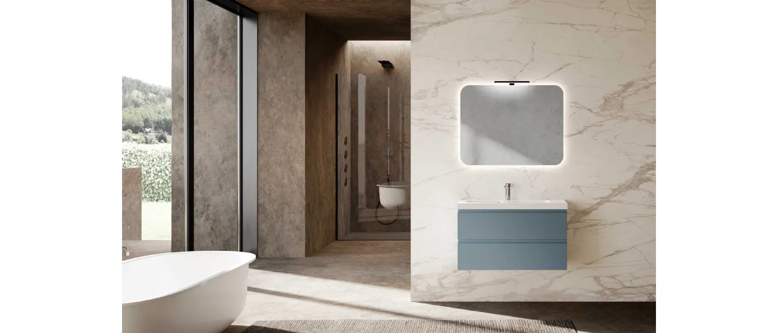 Wall-mounted Bathroom Vanity Unit Block System Square Evo C37 by Baxar.