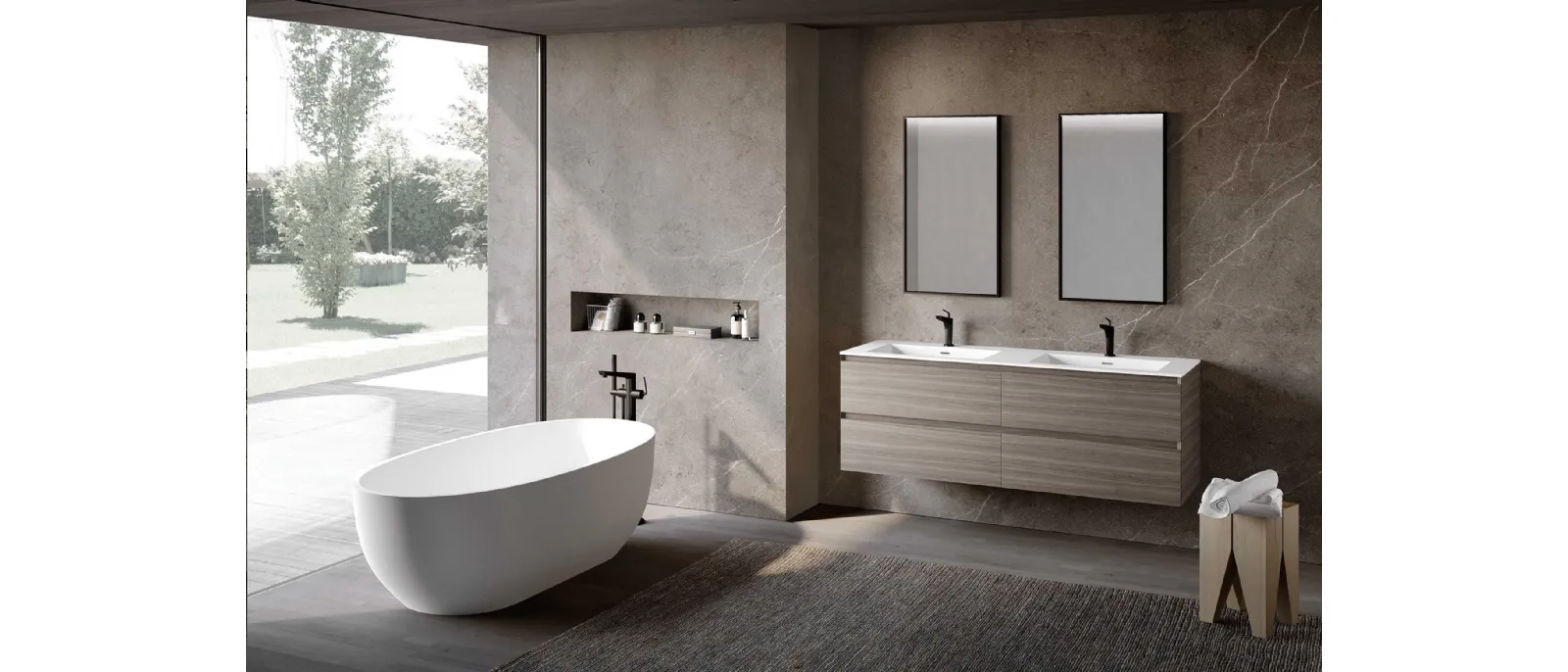 Suspended Bathroom Unit Block System Syntesi C32 by Baxar