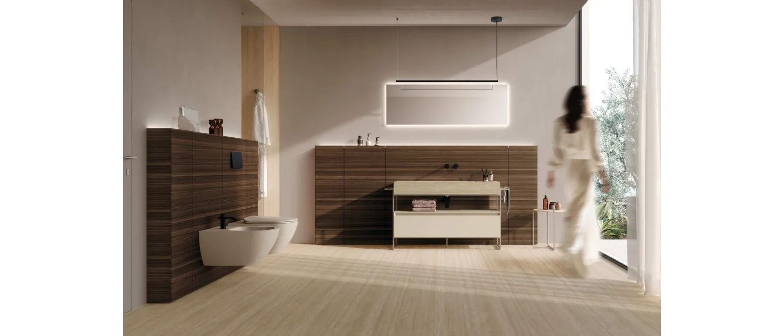 Bathroom Vanity M3 System 341 in lacquered and Eucalyptus wood by Baxar