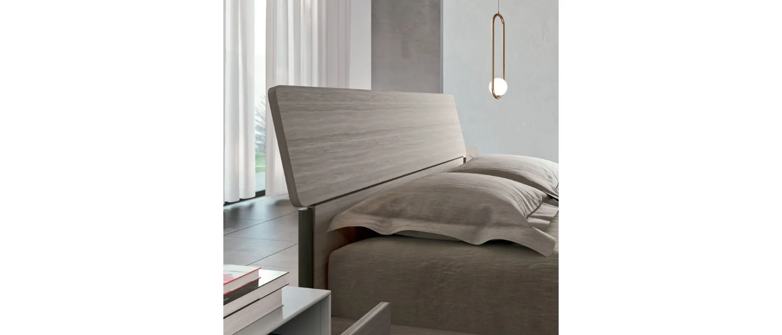 Modern bed with Adele headboard by Orme