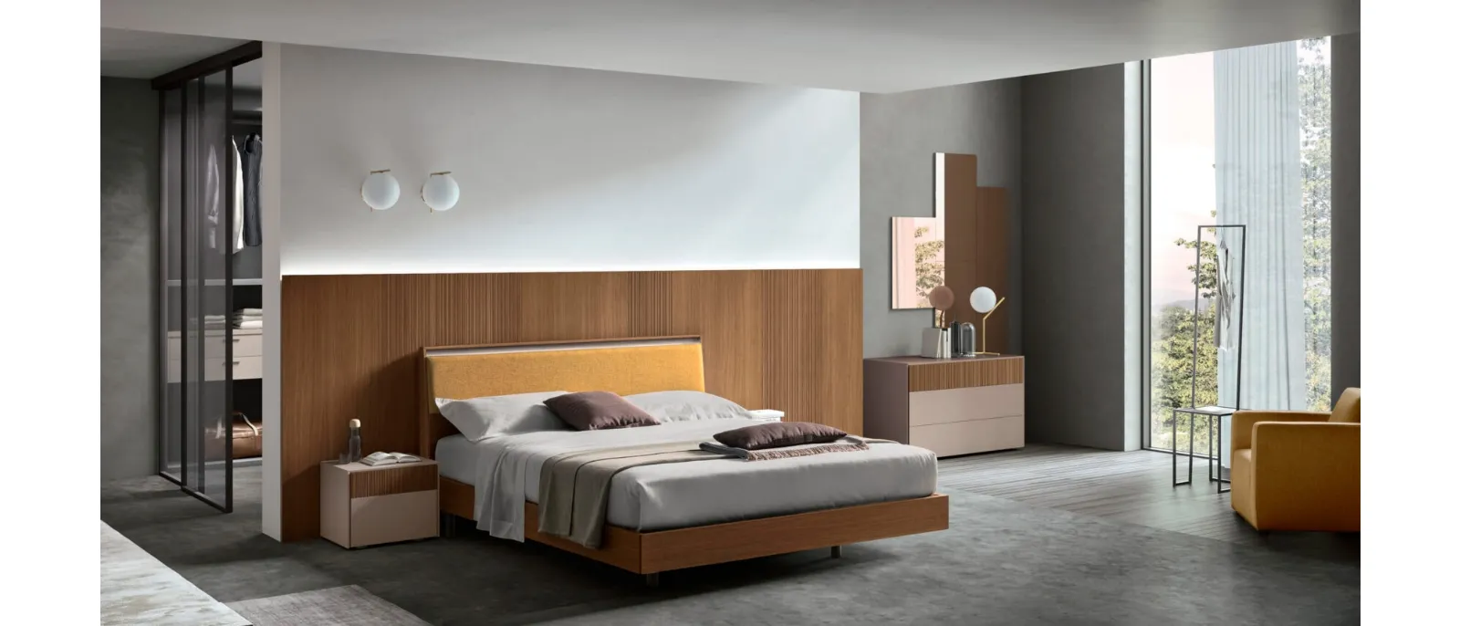 Bed with headboard of Maronese Aida collection, made