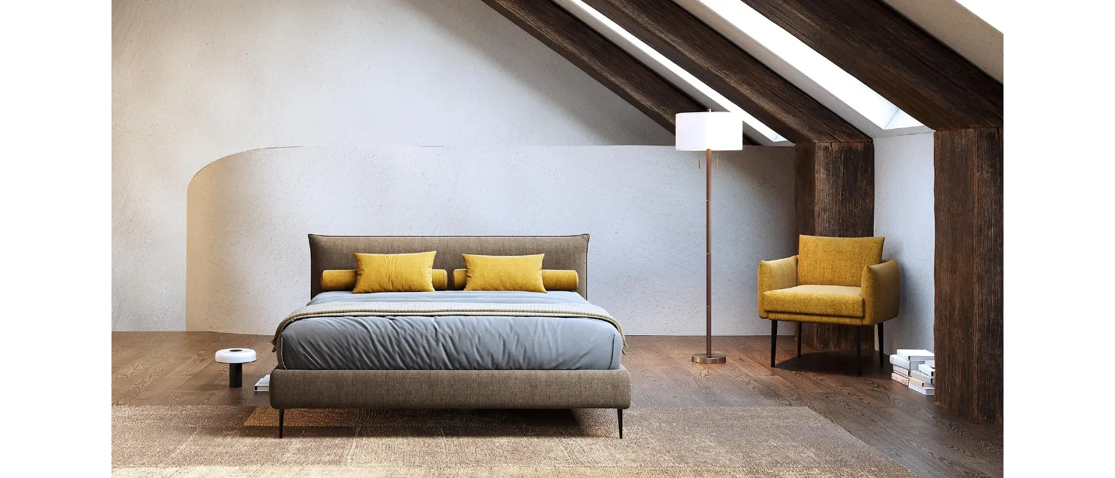 Alex Bed with box by Divaletti Home. The bed has a contemporary