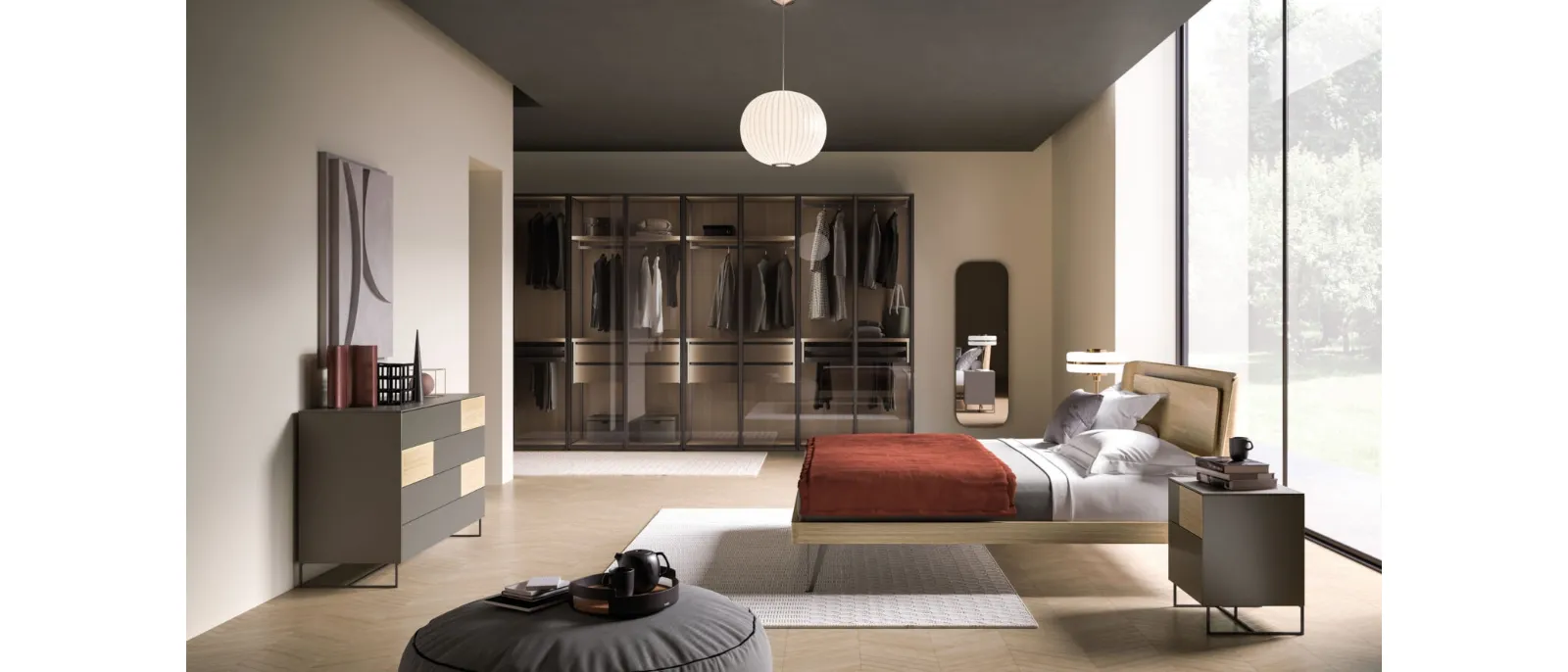 Aura Night 12 bed in Rovere materico by Orme.