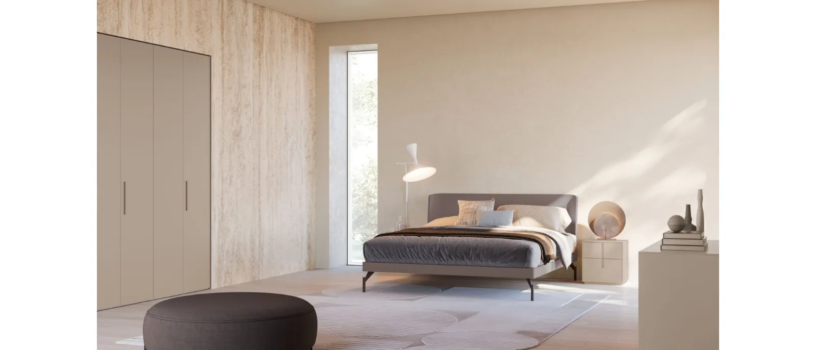 Aura Night 13 bed in matte Clay lacquer by Orme