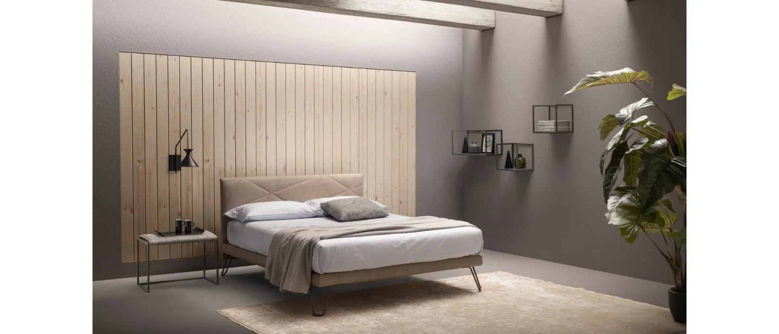 Double bed with padded and quilted headboard Break by Bside