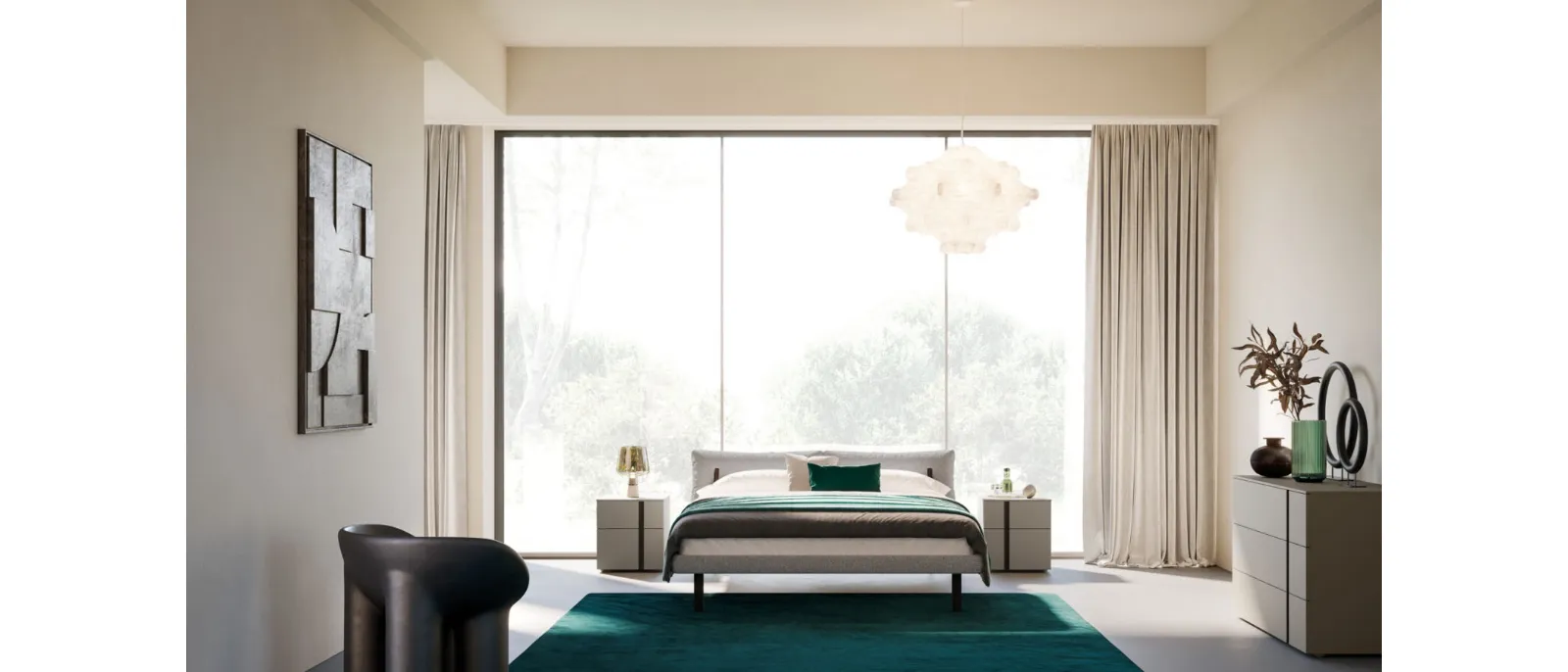 Bed Brigitta in Night 24 padded fabric by Orme.