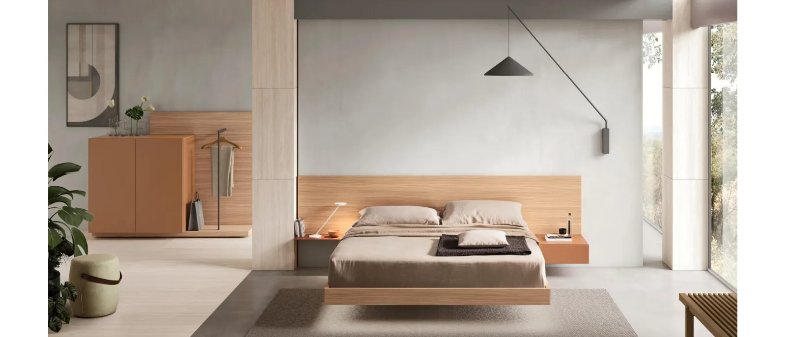 Bed with headboard Bumpy by Maronese: the design
