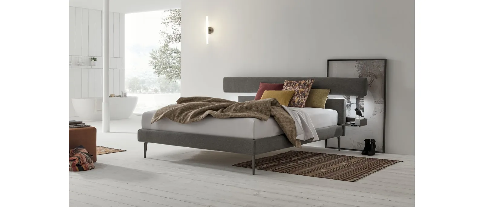 Fabric bed with original Denver headboard by V&Nice.