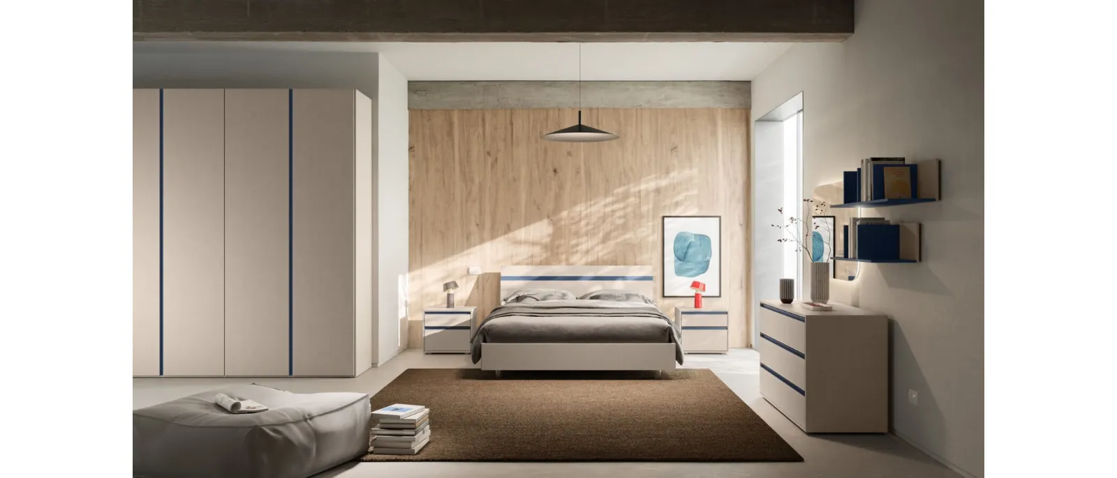 Bed with Elga Night 04 headboard by Orme.