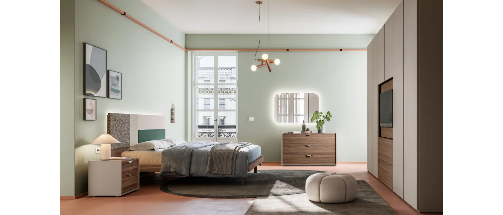 Double bed Giako Basic 11 with Orme headboard