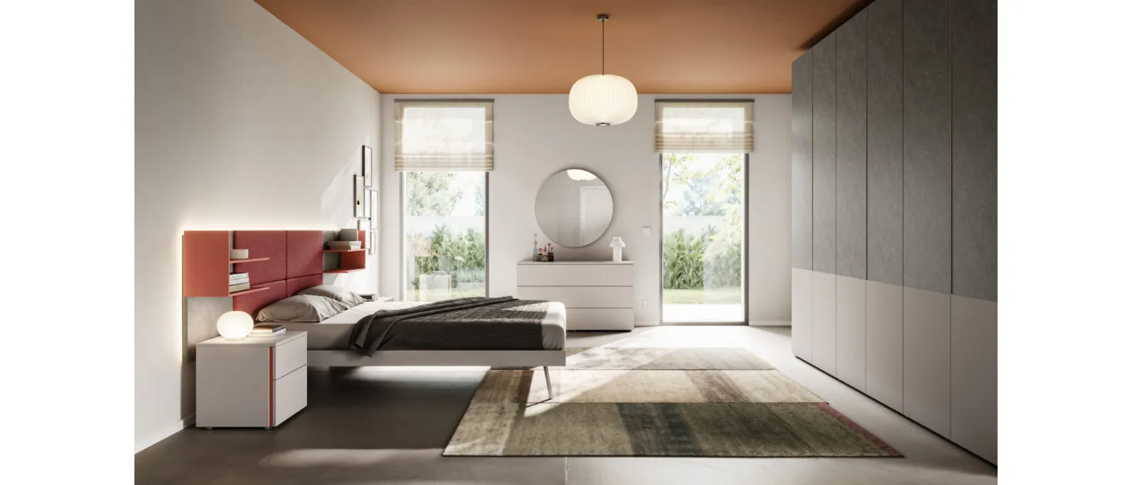 Double bed Giako Basic 14 with Orme fabric headboard