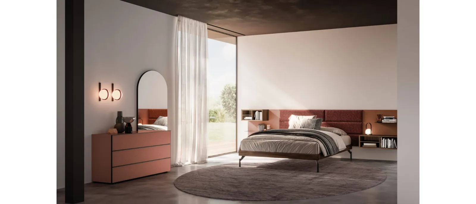 Giako Night 08 bed in lacquer and fabric by Orme.