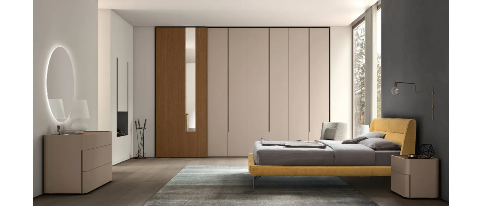 Bed with textile padding Henry by Maronese. Headboard and footboard with