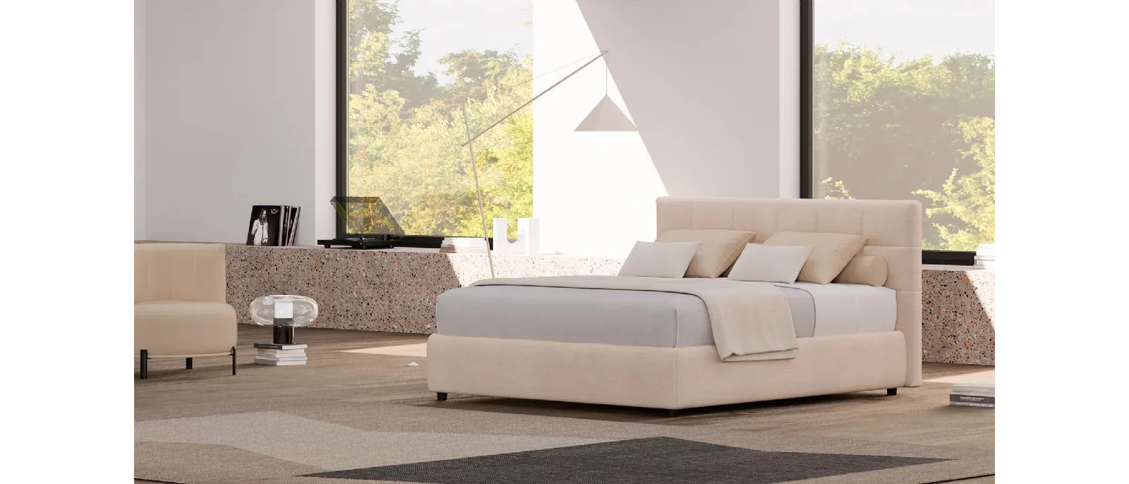 Contemporary bed with quilted headboard Joy by Divaletti Home The joyous and cheerful atmosphere