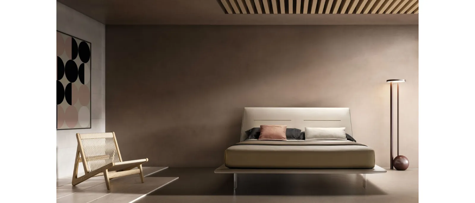 Double bed in eco-leather with headboard JT by Bside.