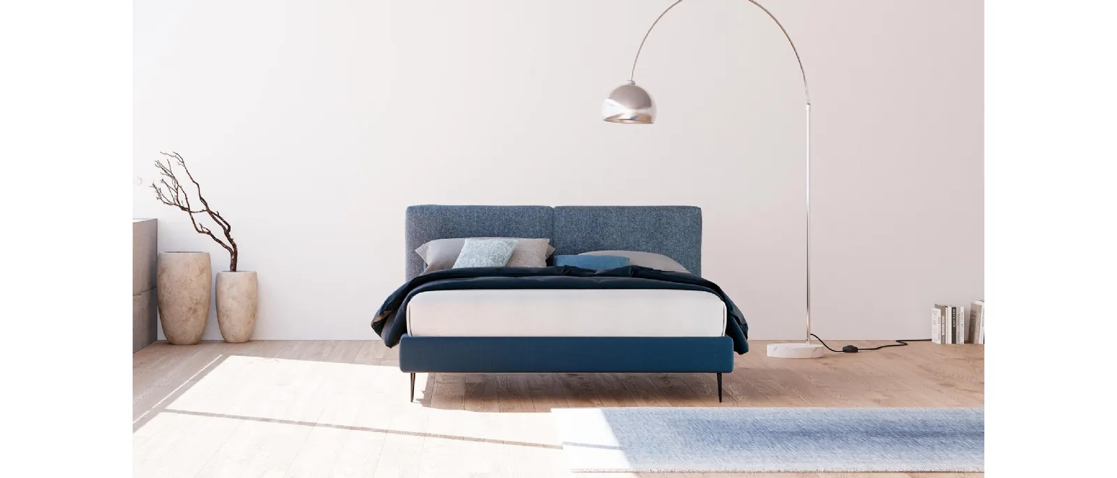 Minimal and ultra-modern double bed from the famous furniture factory Divaletti home with