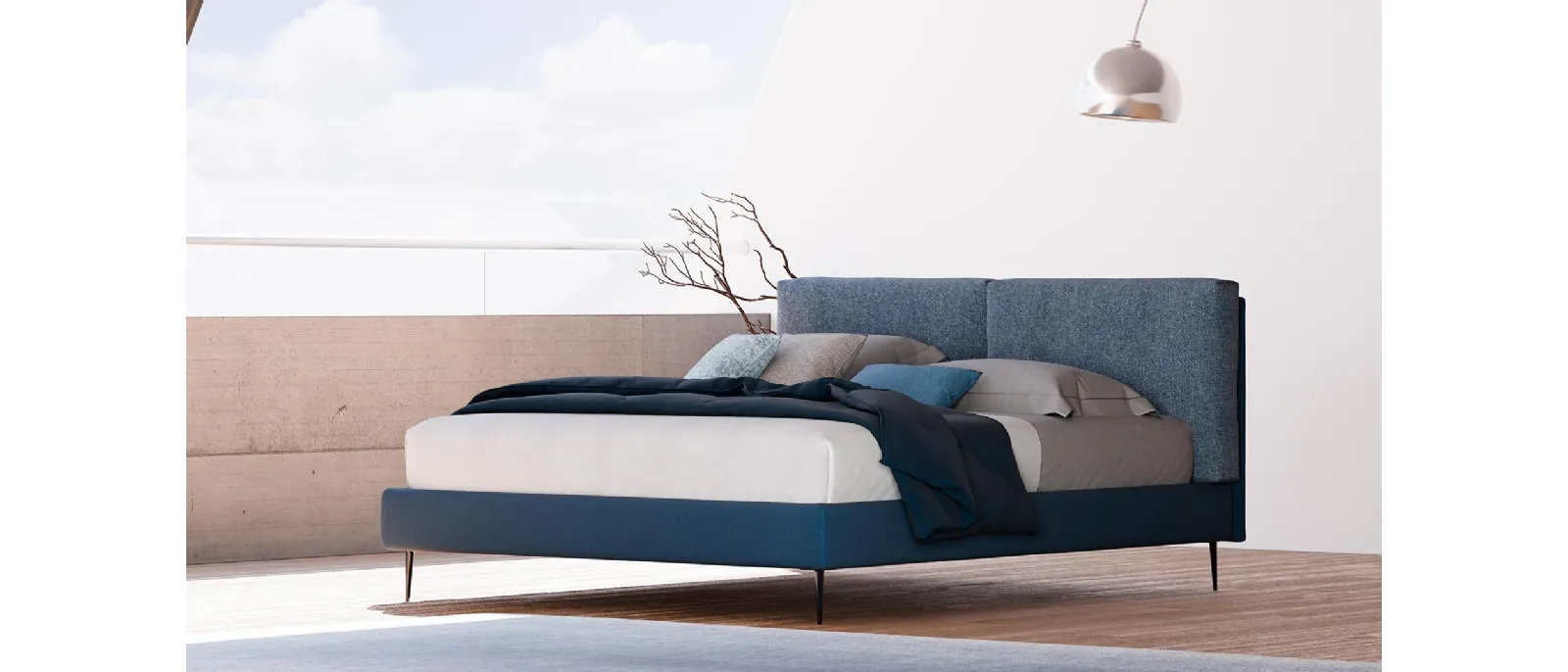 Contemporary and minimalist bed by Italian manufacturer Divaletti Home, model Jullian