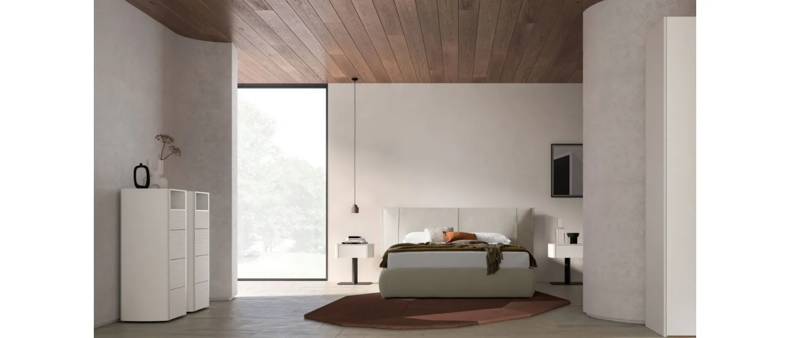 Lavinia Night 03 bed in faux leather by Orme