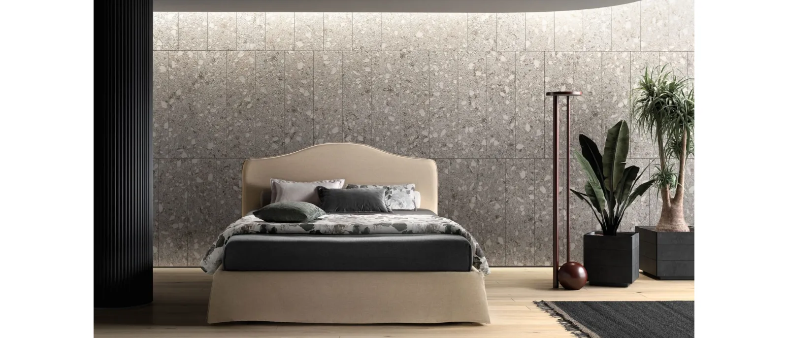 Double bed in fabric with shaped headboard Lovely by Bside.