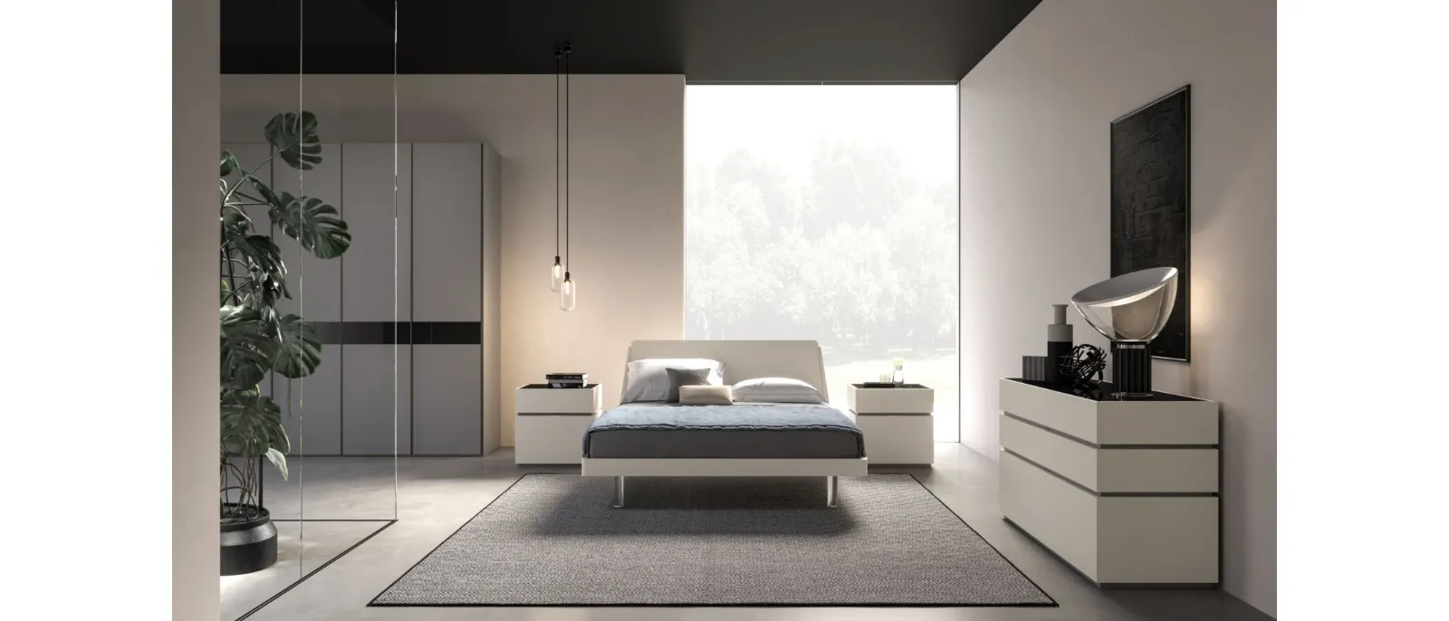Miranda Night 28 bed in matte Sand lacquer by Orme.