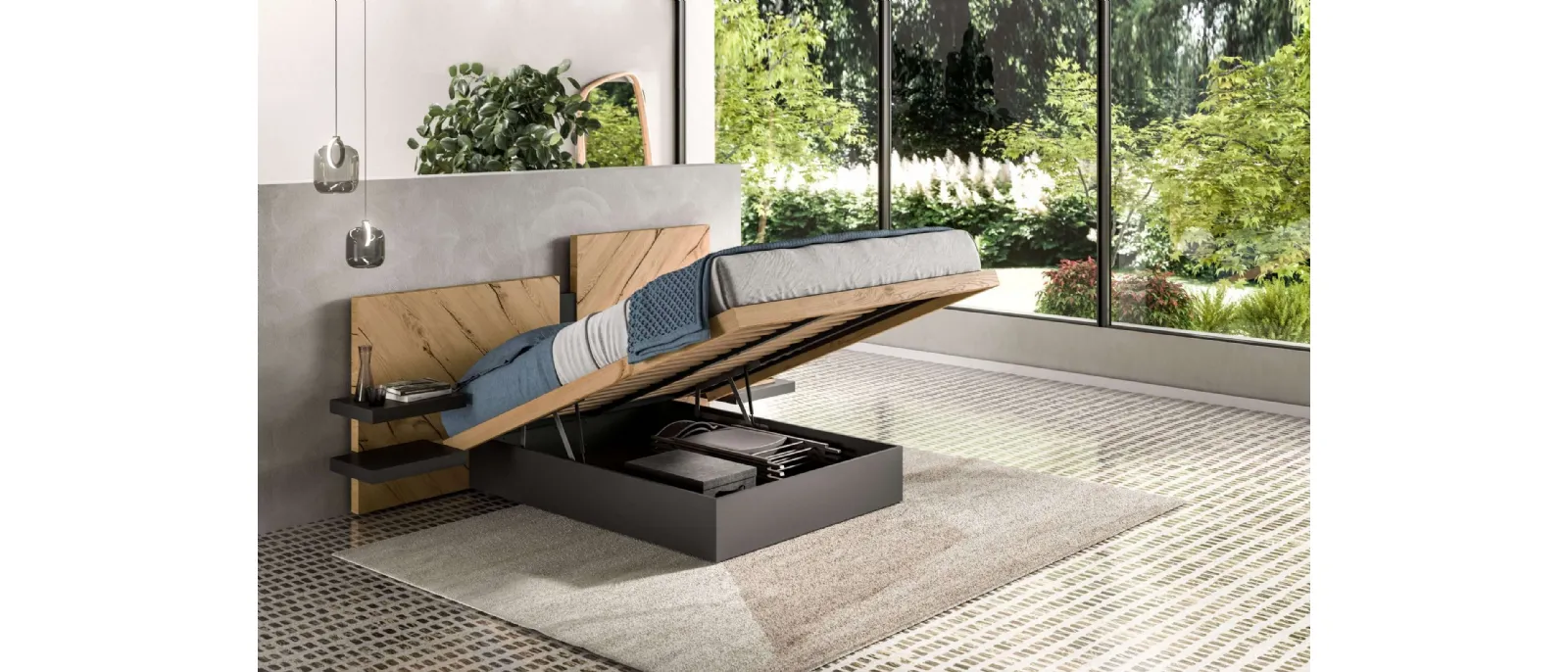 Nazarè storage bed by Ozzio