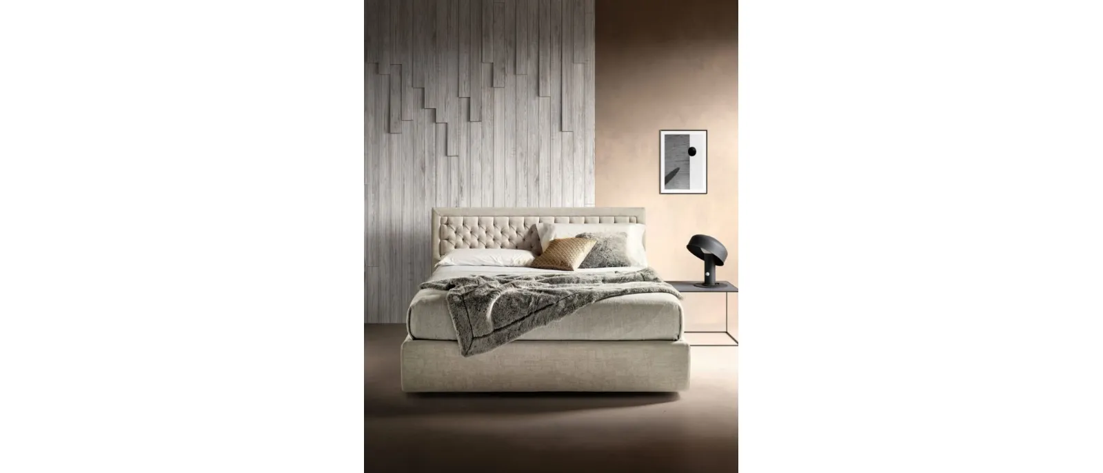Fabric bed with quilted headboard Nest by Bside