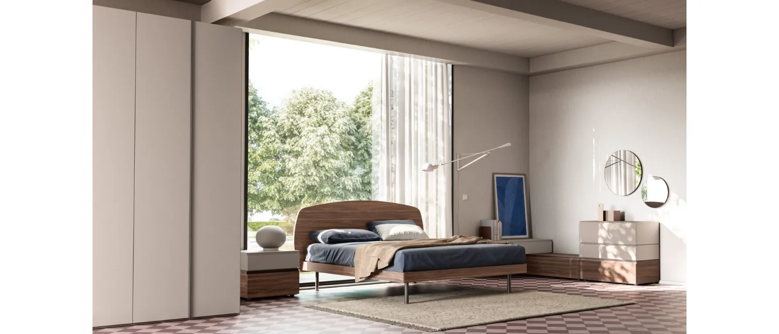 Bed with Park Night 22 headboard by Orme.