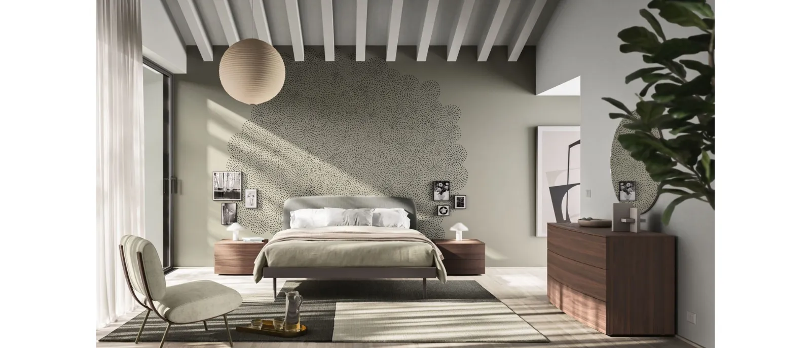 Double bed with upholstered fabric headboard Park by Orme.