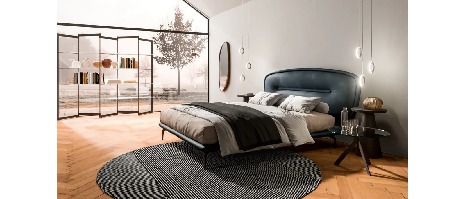 Romance leather bed by Ozzio.