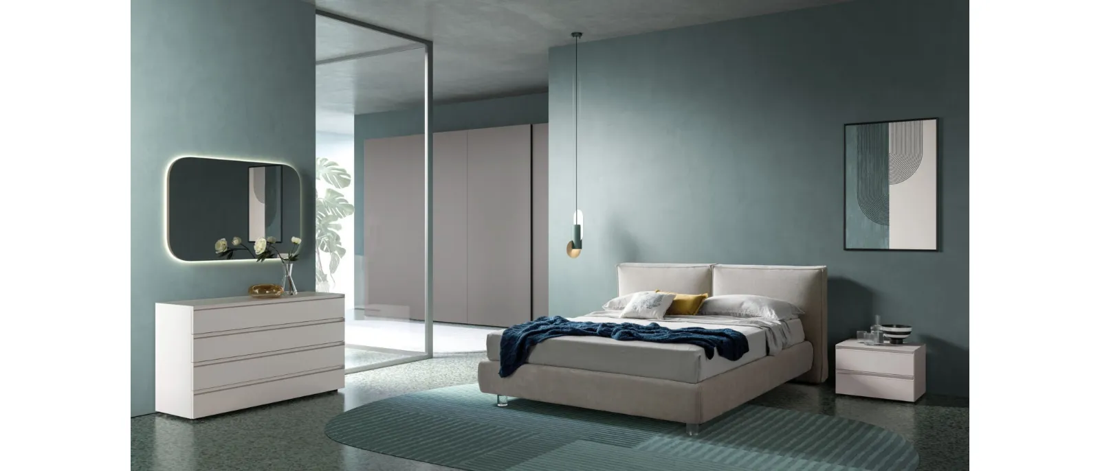 Sally Night 31 padded bed in Orme fabric.