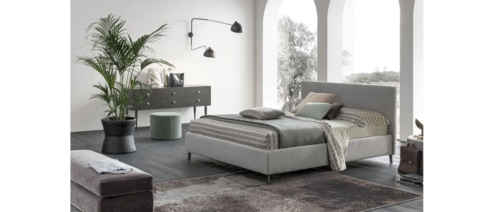 Bed with headboard and storage box Sander by V&Nice.