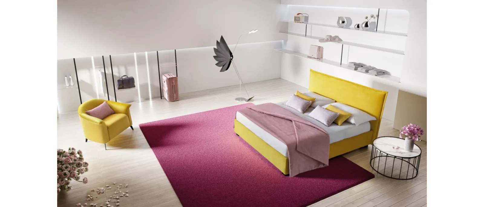 Silene upholstered bed headboard of Le Comfort is soft and enveloping, with a padded frame