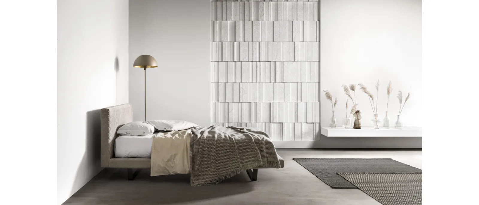 Double bed with quilted fabric headboard Tiny by Bside