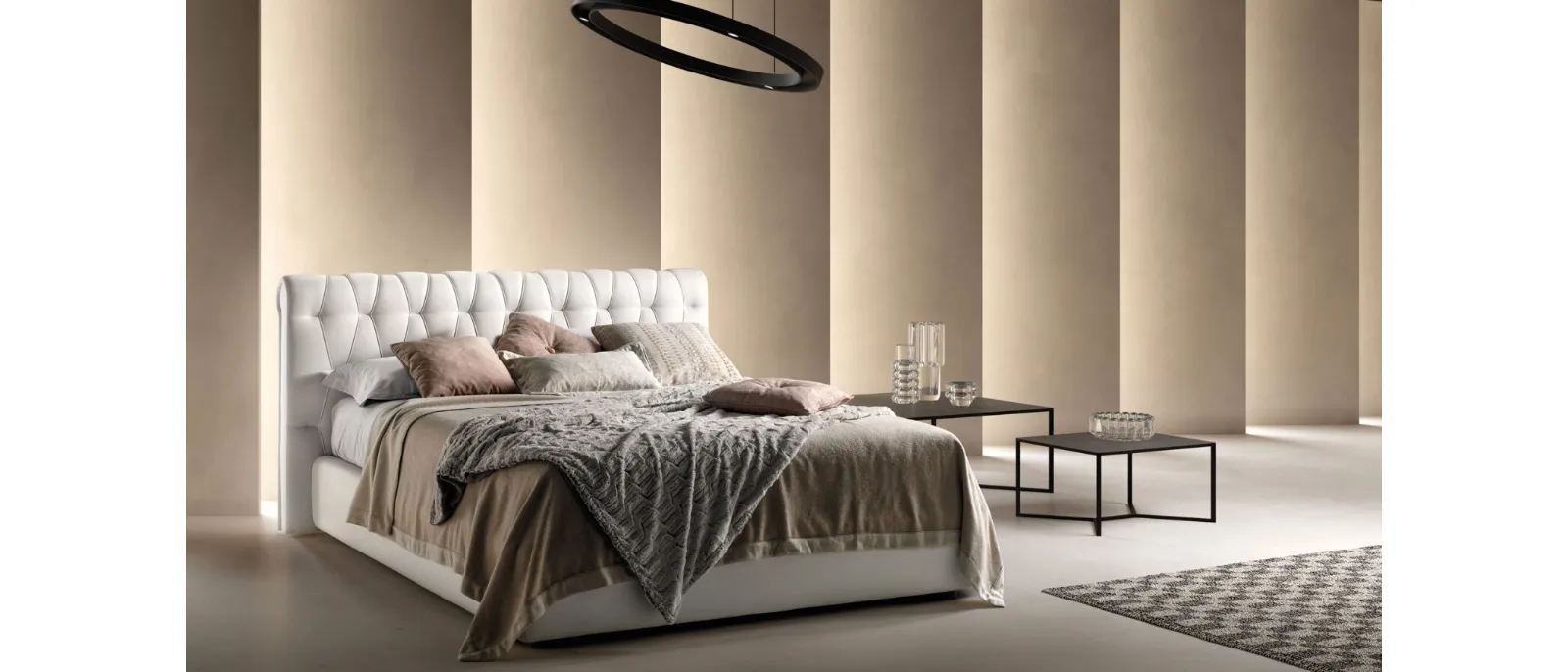 Bed in eco-leather with quilted headboard Unique by Bside