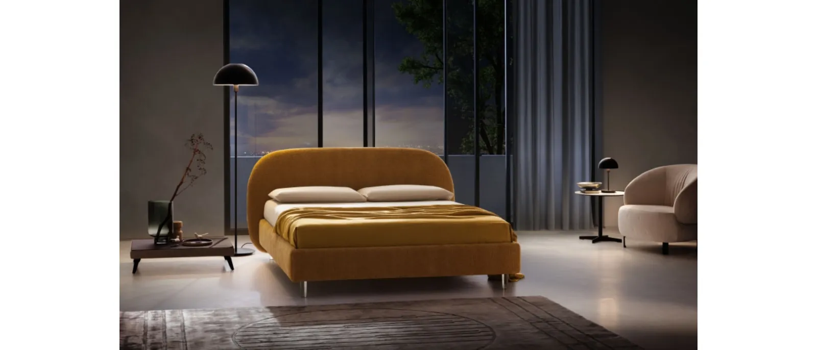 Wheel bed of fabric padded from brand Le Comfort: an unusual piece that recalls