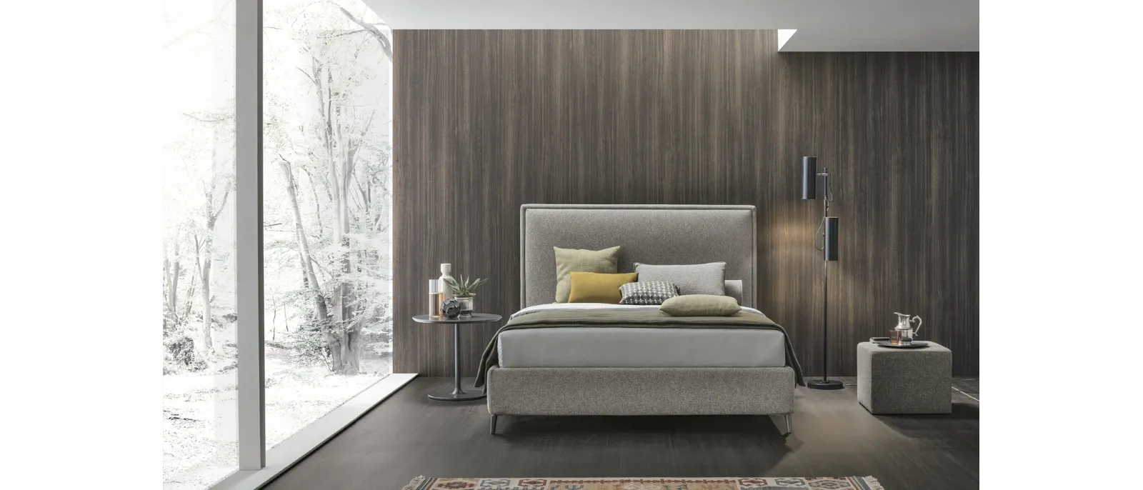 Double bed with high headboard and high bed frame Ziva by V&Nice.