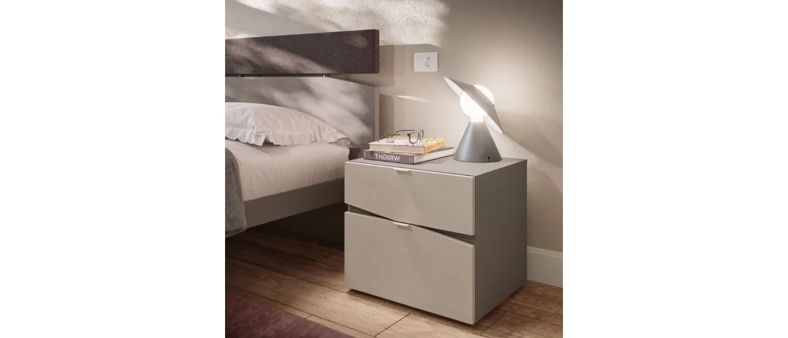 Slant Birch Bedside Table