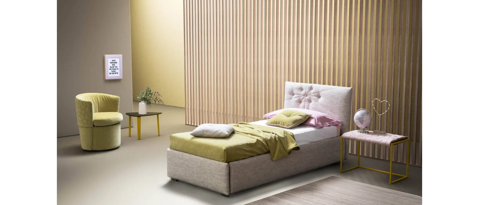 Single modern upholstered bed Bloom by Bside.