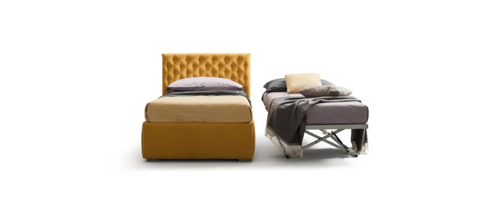 Single fabric bed with quilted headboard Break by Bside.
