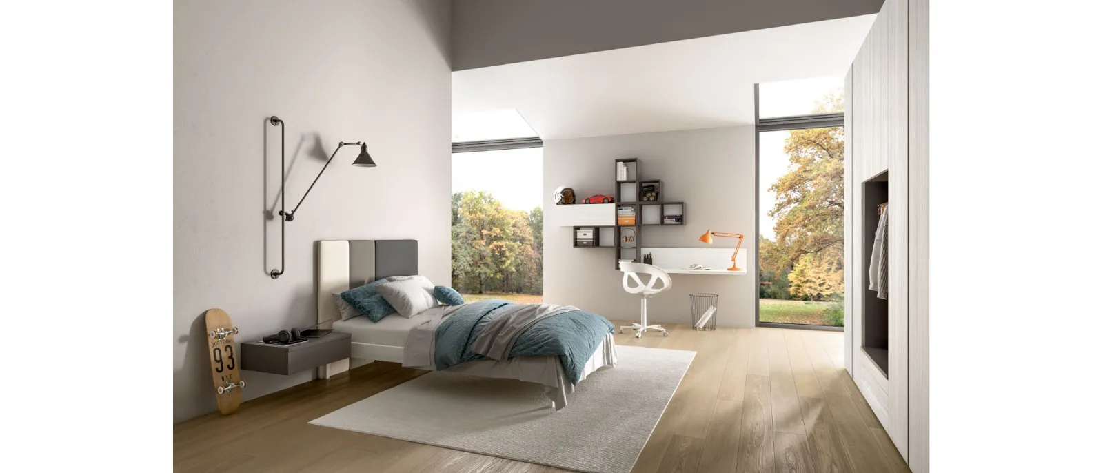 The teen room of the young couple has all the essentials for a child