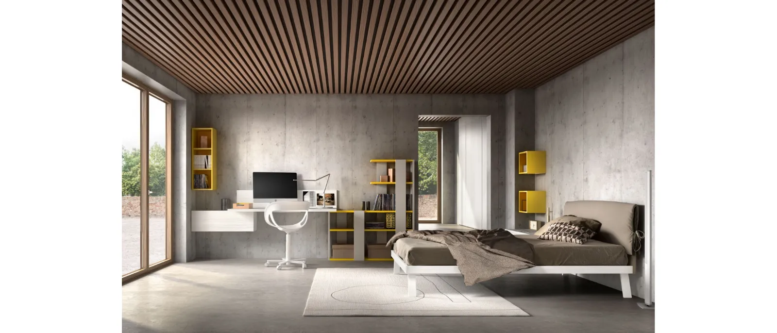 Room 105 with study wall designed by ZG is an ideal solution for a teenager's