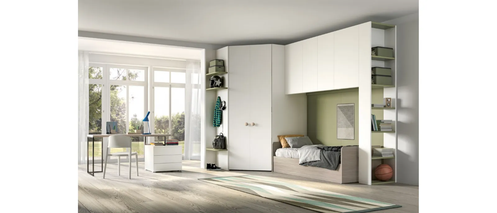 Modern bedroom with bridge - model Room 141 of the collection 