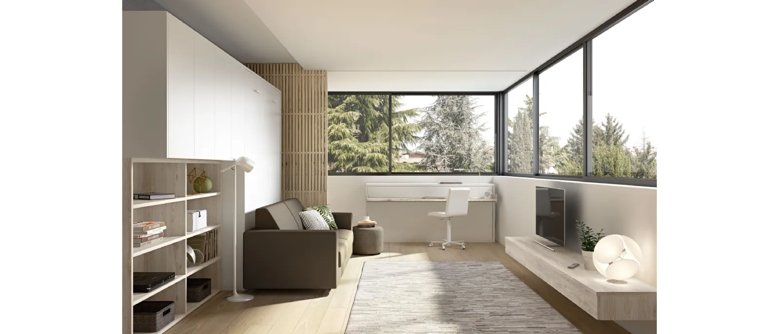 Room is a space saving bedroom by ZG Furniture which consists of two doors that open the wall