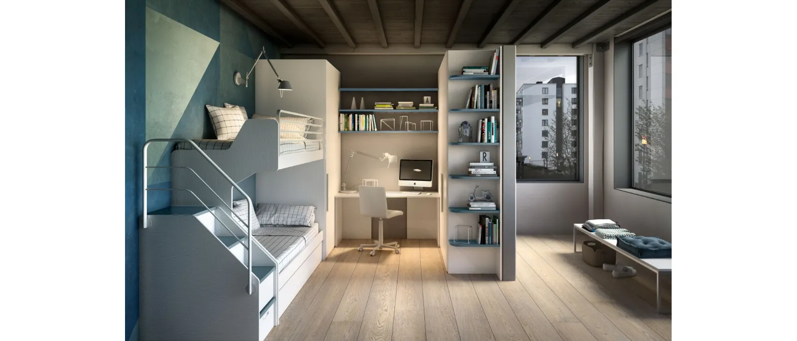 Room 170 is a small and compact bedroom with mezzanine made by Z