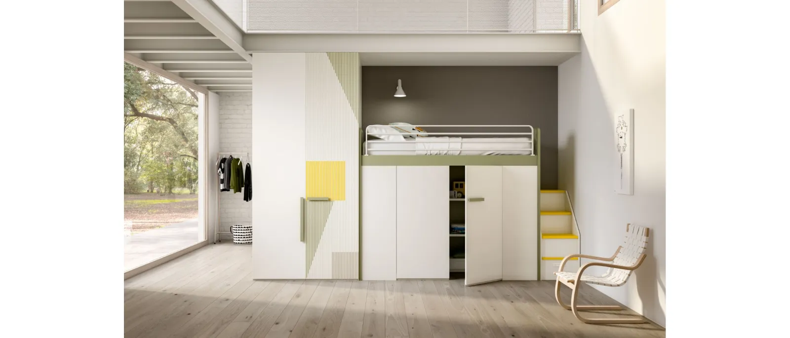 Room 174 is a room with loft for the teenager from ZG mobili.