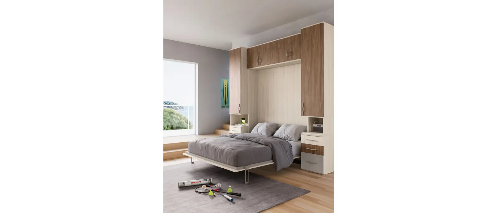 Space-saving bedroom SMART Junior 48 by San Martino Mobili.